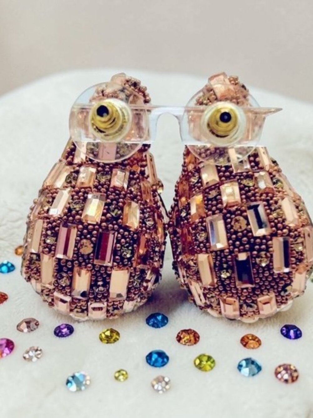 Rose Gold Mosaic-Styled Teardrop Pierced Statement Earrings  ✨NWOT✨ - Picture 4 of 5